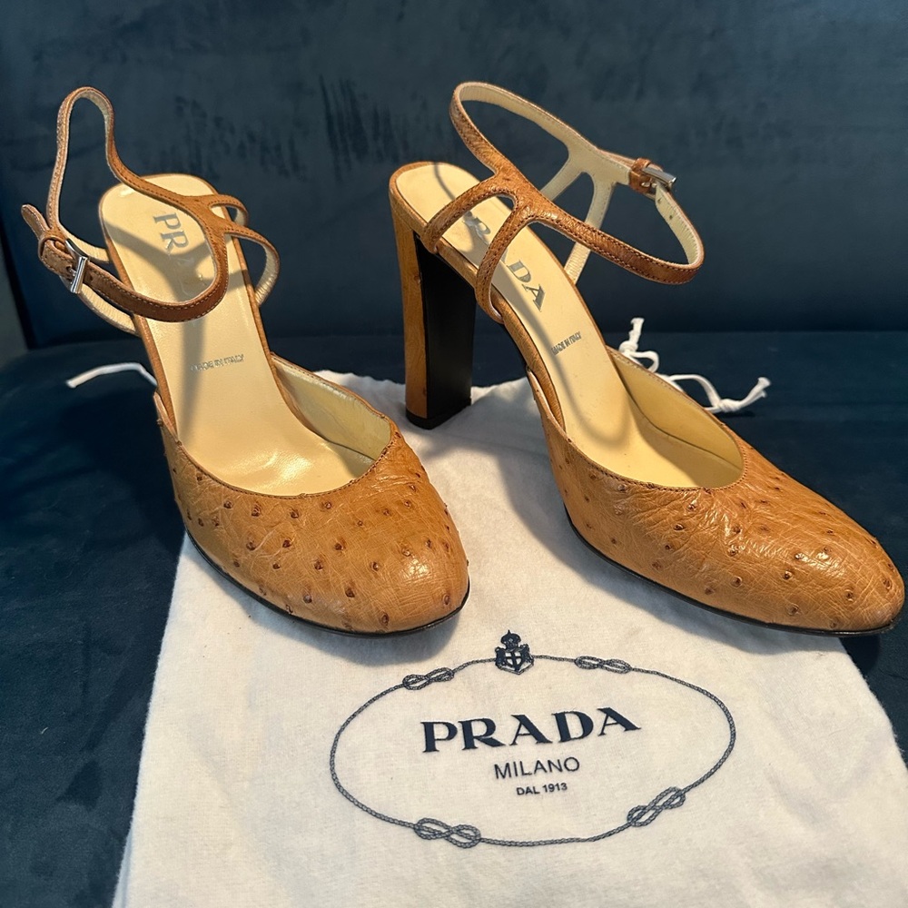 Prada Women's Tan Leather Heels